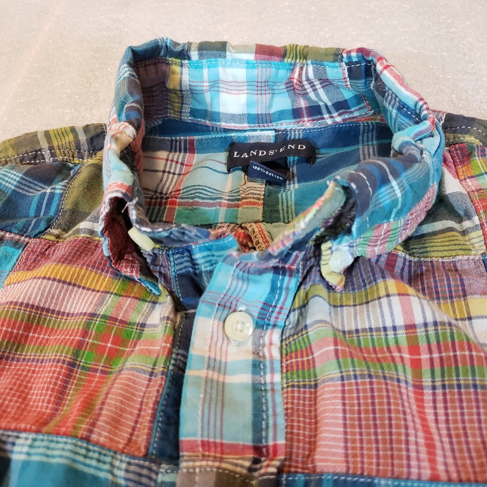 Lands End Men's Medium Patchwork Madras Plaid Sho… - image 5